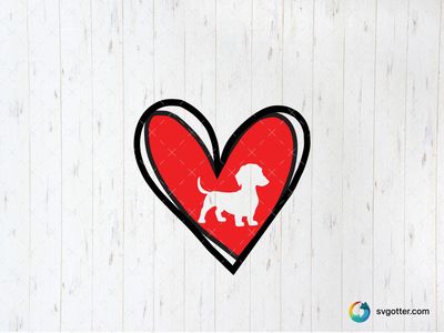 Dachshund in Heart, Best for pet lovers, best on t-shirt, best to be applied with heat transfer vinyl