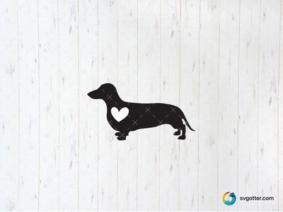 Dachshund Silhouette with Heart, Best for dog lovers, best on t-shirts, best to be applied with heat transfer vinyl
