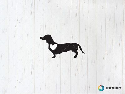 Dachshund Silhouette with Heart, Best for pet lover, best on t-shirt, best to be applied with heat transfer vinyl