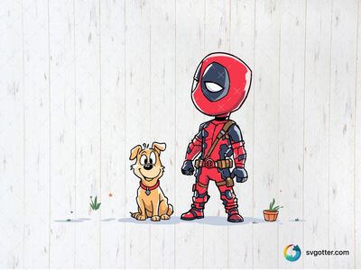 Deadpool and Dog Cartoon, Best for comic lovers, best on t-shirt, best to be applied with sublimation