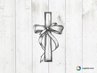 Decorative Cross with Bow, Best for christian, best on wall art, best to be applied with engraving