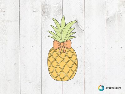 Decorative Pineapple with Bow, Best for tropical enthusiasts, best on tote bags, best to be applied with sublimation