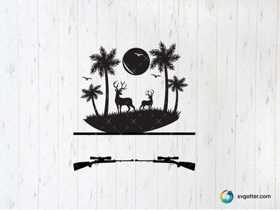 Deer and Palm Trees Silhouette, Best for nature lovers, best on wall art, best to be applied with decal application