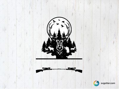 Deer Silhouette with Forest and Birds, Best for nature lovers, best on wall art, best to be applied with screen printing
