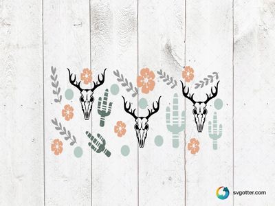 Deer Skull and Cactus Pattern, Best for artists, best on mug, best to be applied with sublimation