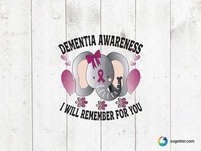 Dementia Awareness Elephant, Best for activists, best on t-shirt, best to be applied with sublimation