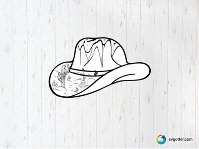 Desert Cowboy Hat Design, Best for cowboy enthusiasts, best on glass wraps, best to be applied with sublimation