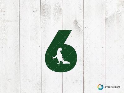 Dinosaur Silhouette Number Six, Best for children, best on t-shirt, best to be applied with screen printing