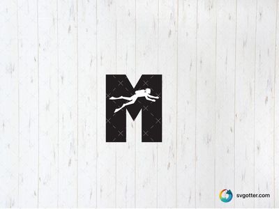 Diver in M Silhouette, Best for sports fans, best on t-shirt, best to be applied with screen printing