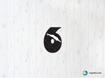 Diver in Number Six, Best for sports fans, best on t-shirt, best to be applied with screen printing