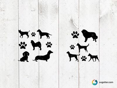 Dog Silhouettes and Paw Prints, Best for pet lovers, best on glass, best to be applied with etching