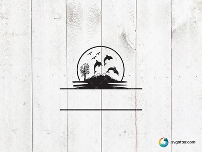 Dolphins and Mountains Silhouette, Best for nature lovers, best on t-shirt, best to be applied with screen printing