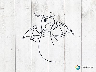 Dragonite Line Art, Best for Pokemon fans, best on t-shirt, best to be applied with screen printing