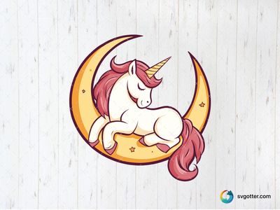 Dreamy Unicorn on Moon, Best for children, best on t-shirt, best to be applied with sublimation