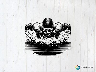 Dynamic Swimmer Illustration, Best for athletes, best on t-shirt, best to be applied with screen printing