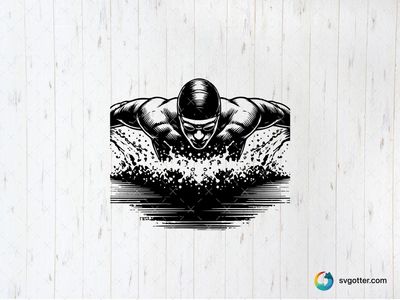 Dynamic Swimmer Illustration, Best for athletes, best on t-shirt, best to be applied with screen printing