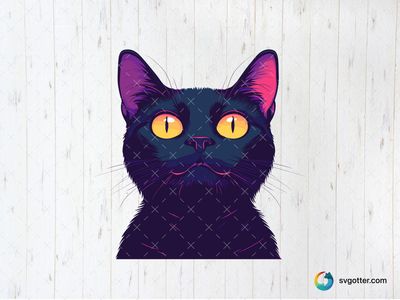 Eerie Cat Illustration, Best for cat lovers, best on wall art, best to be applied with print and cut