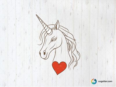 Elegant Unicorn with Heart, Best for fantasy lovers, best on t-shirt, best to be applied with screen printing