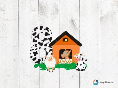 Farm Animal Number Eight, Best for child, best on wall art, best to be applied with print and cut