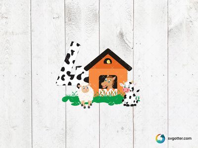 Farm Animal Number Four, Best for children, best on wall art, best to be applied with print and cut