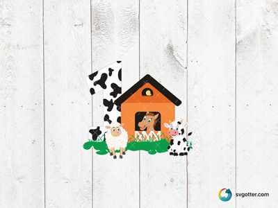 Farmyard Fun with Number One, Best for child, best on baby onesies, best to be applied with sublimation