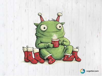 Festive Grinch with Hot Cocoa, Best for holiday enthusiasts, best on mugs, best to be applied with sublimation