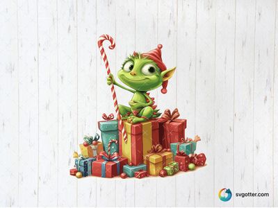 Festive Grinch with Gifts, Best for holiday enthusiasts, best on wall art, best to be applied with sublimation