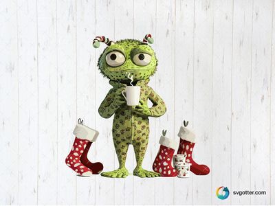 Festive Grinch with Stockings, Best for holiday enthusiasts, best on mugs, best to be applied with sublimation