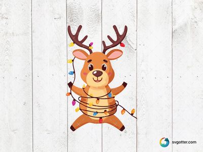 Festive Reindeer with Christmas Lights, Best for holiday enthusiasts, best on t-shirts, best to be applied with sublimation