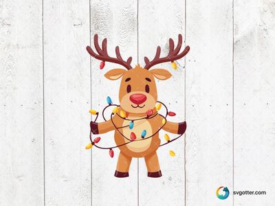 Festive Reindeer with Christmas Lights, Best for holiday enthusiasts, best on t-shirt, best to be applied with sublimation