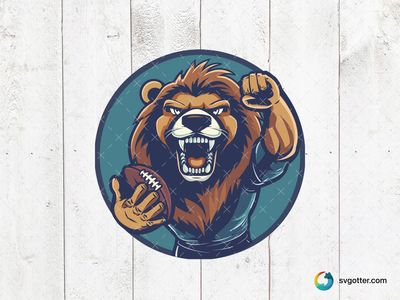 Fierce Lion Football Mascot, Best for sports fans, best on t-shirt, best to be applied with screen printing