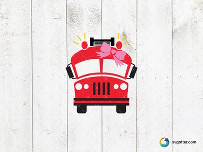 Fire Truck with Pink Bow, Best for firefighter enthusiasts, best on t-shirt, best to be applied with heat transfer vinyl