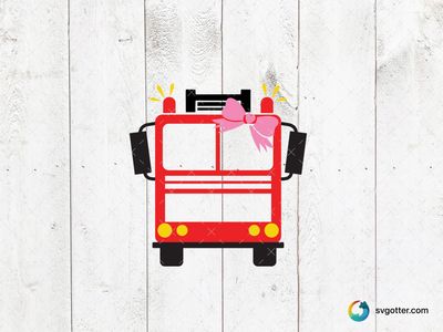 Fire Truck with Pink Bow, Best for children, best on t-shirt, best to be applied with heat transfer vinyl