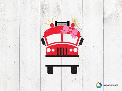 Fire Truck with Pink Bow, Best for children, best on t-shirt, best to be applied with heat transfer vinyl