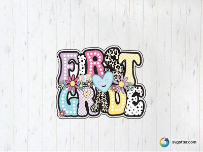 First Grade Colorful Design, Best for students, best on t-shirt, best to be applied with heat transfer vinyl