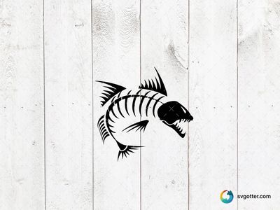 Fish Skeleton Design, Best for anglers, best on t-shirt, best to be applied with screen printing