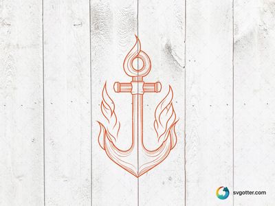 Flaming Anchor Design, Best for sailors, best on t-shirt, best to be applied with screen printing