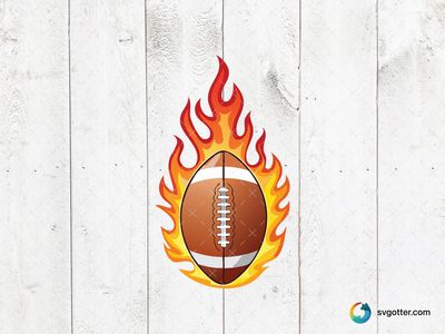 Flaming Football, Best for sports fans, best on t-shirt, best to be applied with heat transfer vinyl