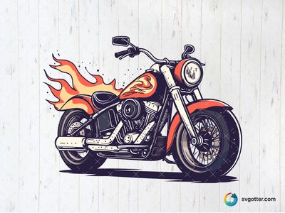 Flaming Harley Davidson Motorcycle, Best for motorcycle enthusiasts, best on t-shirt, best to be applied with screen printing