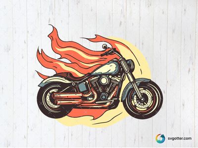 Flaming Harley Davidson Motorcycle, Best for motorcycle enthusiasts, best on t-shirt, best to be applied with screen printing
