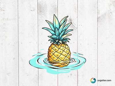 Floating Pineapple Illustration, Best for artists, best on t-shirt, best to be applied with sublimation