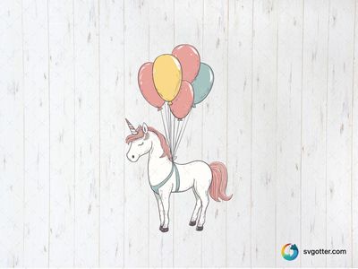 Floating Unicorn with Balloons, Best for child, best on t-shirt, best to be applied with sublimation