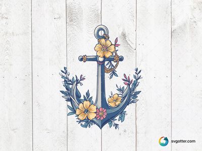 Floral Anchor Design, Best for travelers, best on tote bag, best to be applied with sublimation