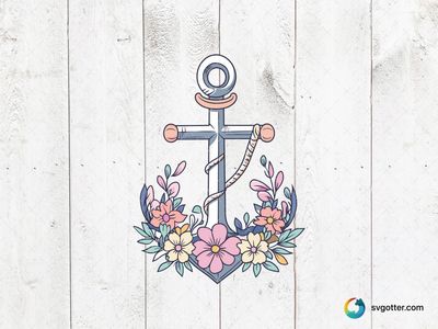 Floral Anchor Design, Best for artist, best on tote bag, best to be applied with sublimation