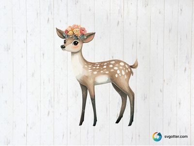 Floral Crowned Deer Illustration, Best for animal lovers, best on wall art, best to be applied with sublimation