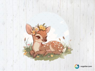 Floral Crowned Deer, Best for nature lovers, best on wall art, best to be applied with sublimation