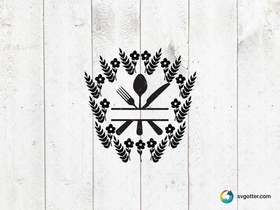Floral Cutlery Emblem, Best for home decor enthusiasts, best on wall art, best to be applied with decal application