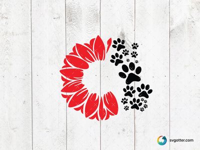 Floral Paw Print Design, Best for pet lover, best on t-shirt, best to be applied with heat transfer vinyl