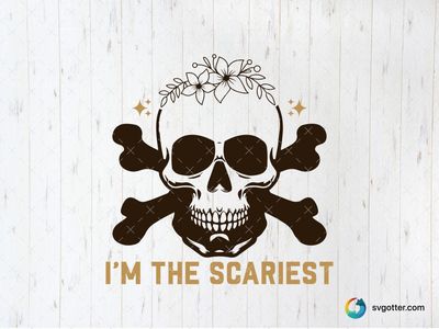 Floral Skull with Crossbones, Best for Halloween enthusiasts, best on t-shirts, best to be applied with screen printing