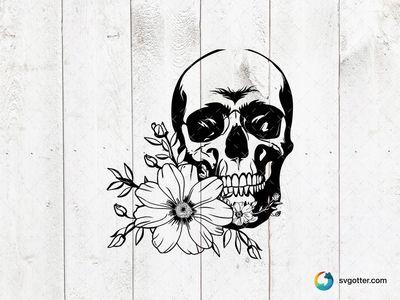 Floral Skull Design, Best for artists, best on t-shirt, best to be applied with screen printing